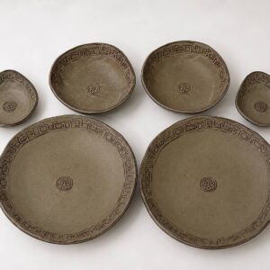 Handgemachtes Steinzeug Schüssel Set für 2 Personen in natürlicher mediterraner Keramik Optik